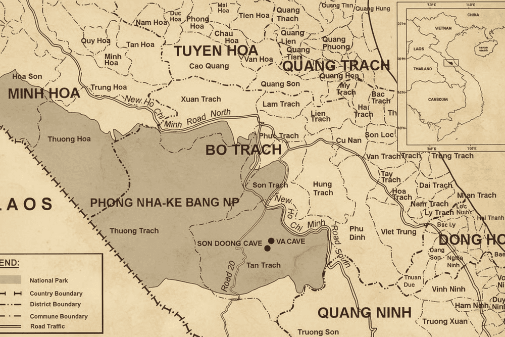 The geographical location of Son Doong Cave within Phong Nha - Ke Bang National Park